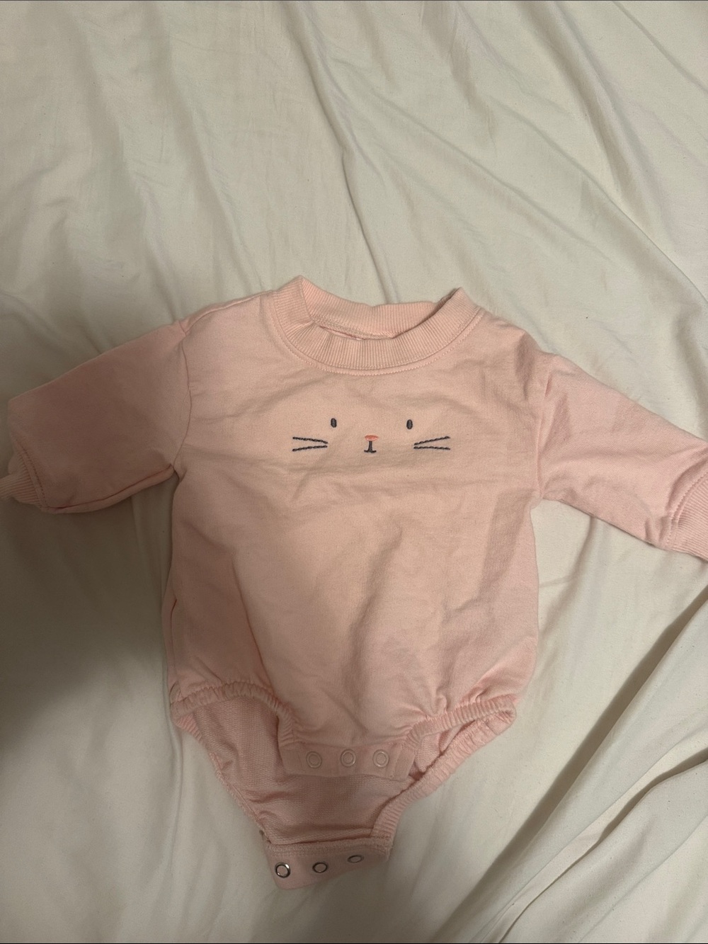 Carter's Light Pink Long-Sleeve Baby Bodysuit with bunny Face